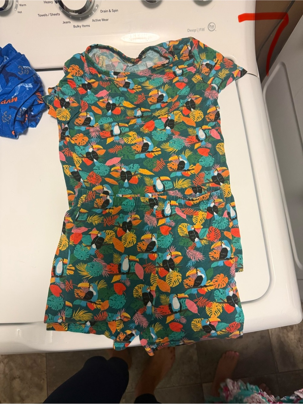 Posh Peanut Teal Tropical Toucan Short Pajama Set